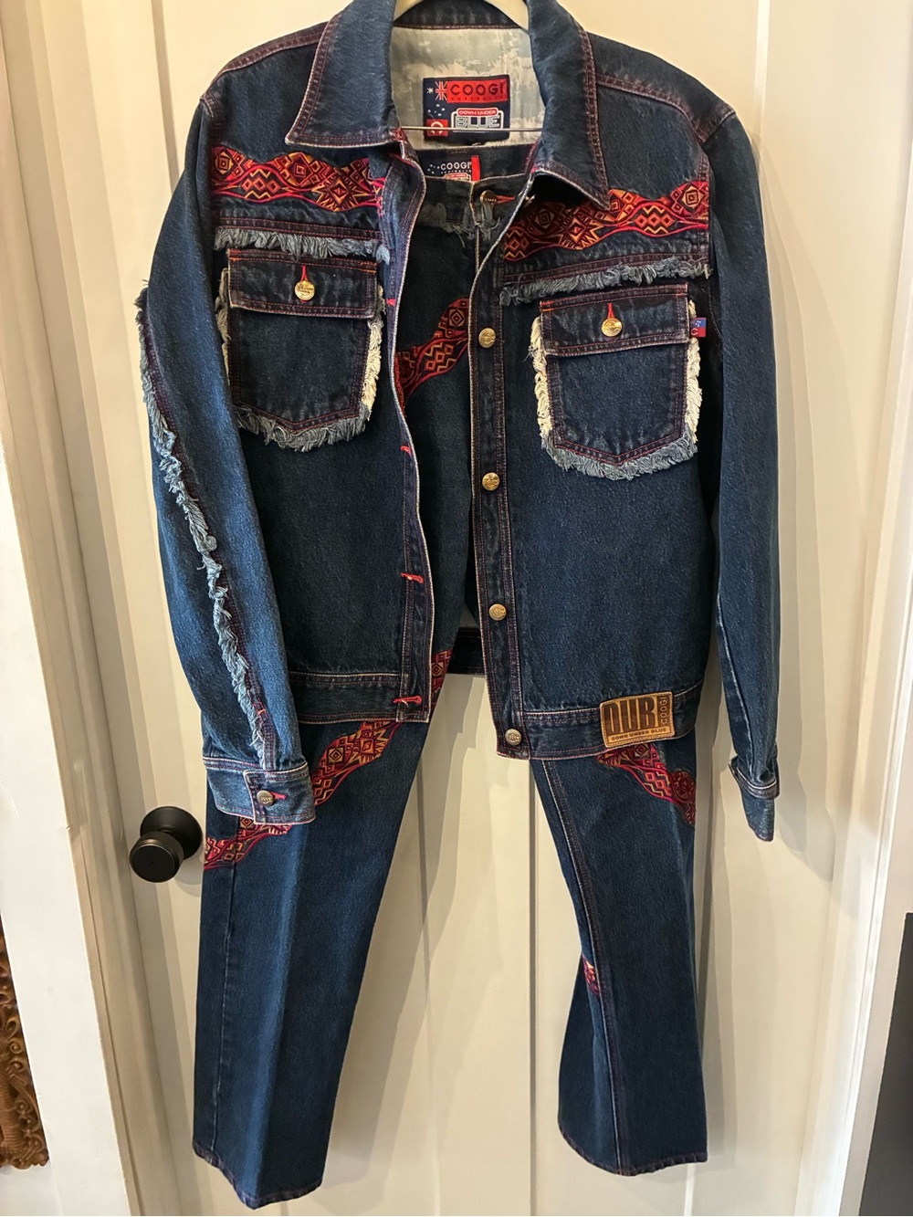 COOGI Dark Blue Denim 2-Piece Matching Set with Red Trim - Picture 1 of 10